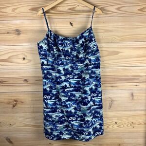 Girlfriends Mini Dress Womens 21 Blue Vintage Tropical Spaghetti Strap‎ USA Made